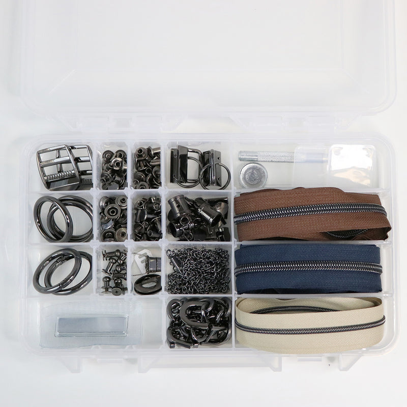Gunmetal Artisan Hardware & Zipper Set