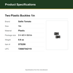 Product Specifications – Two Plastic Buckles 1in