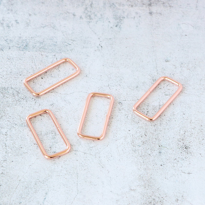 Four 2in Rectangle Rings Rose Gold