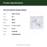Product Specifications – Two 2in Swivel Hooks Nickel