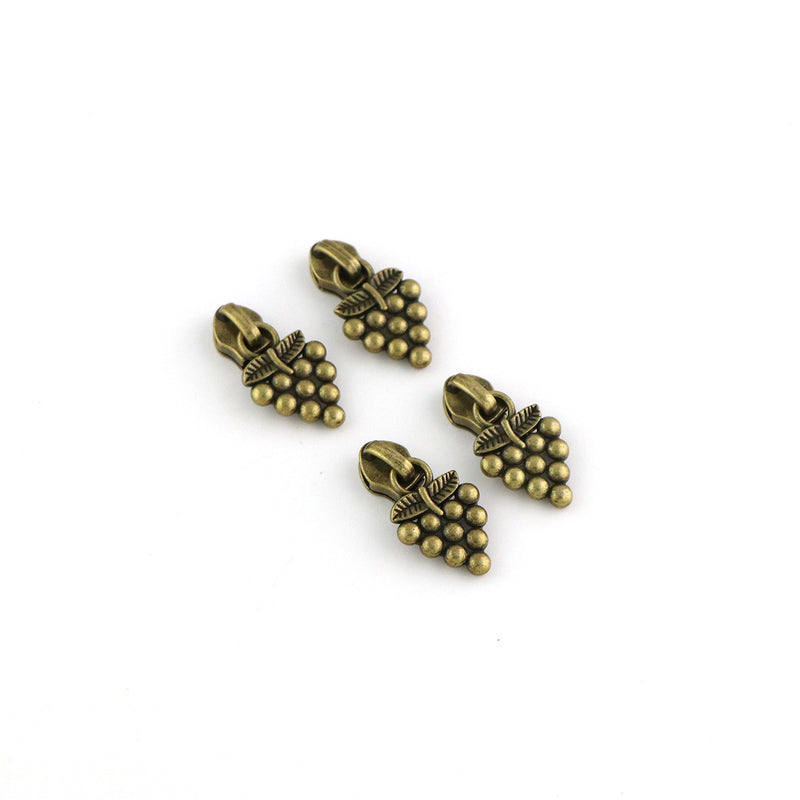 Four Grape Zipper Pulls Antique