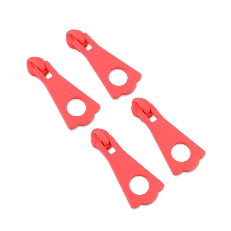 Four Tula Pink Neon Coral #5 XL Zipper Pulls