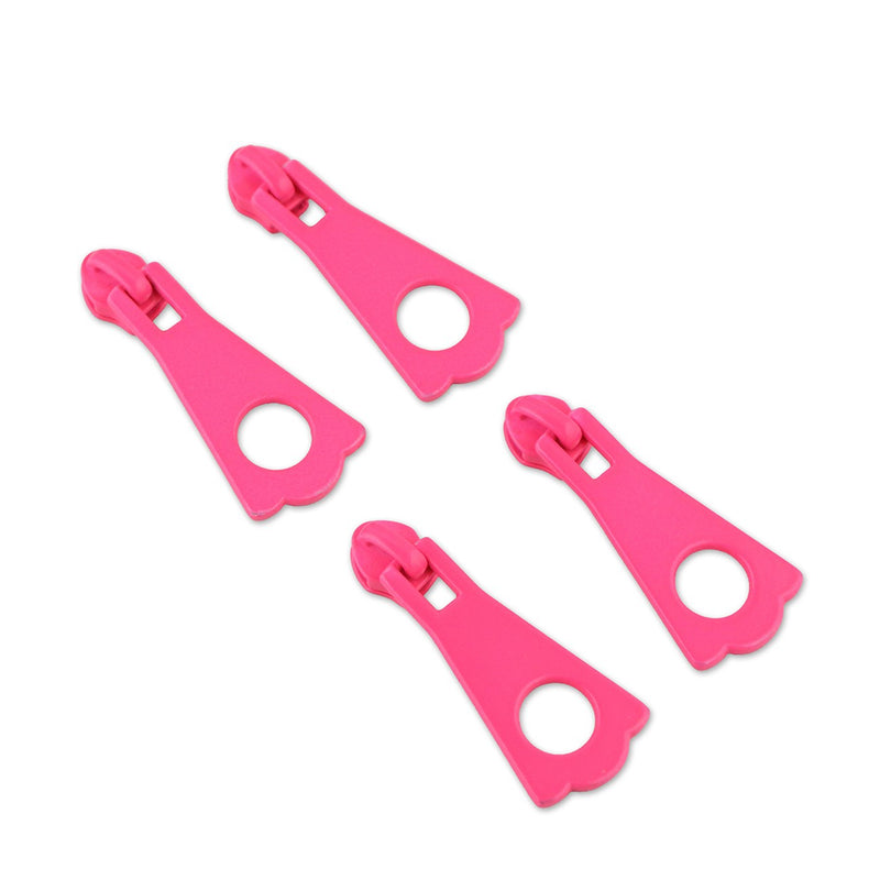 Four Tula Pink Neon Pink #5 XL Zipper Pulls