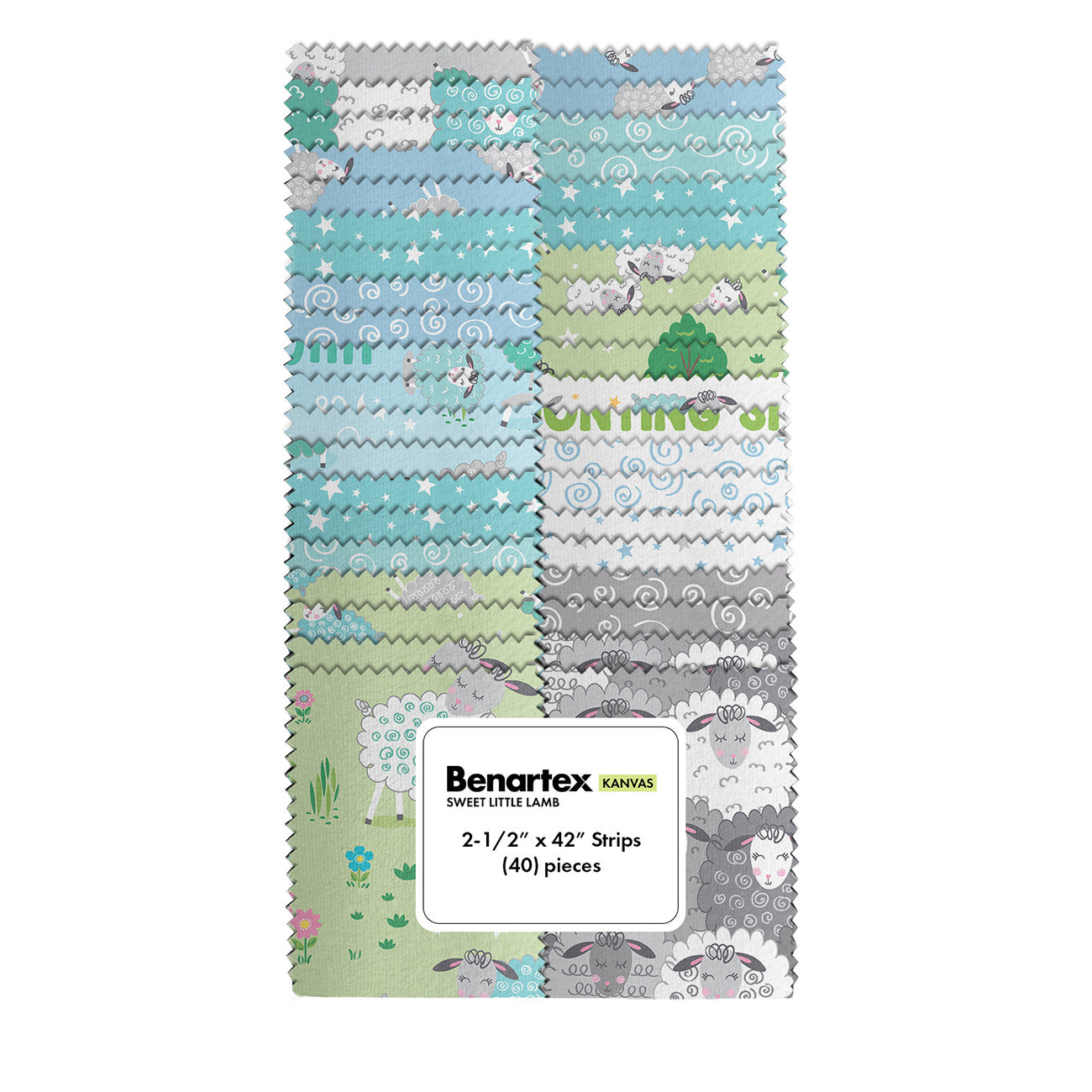 2-1/2in Strips, Sweet Little Lamb, 40pcs/bundle
