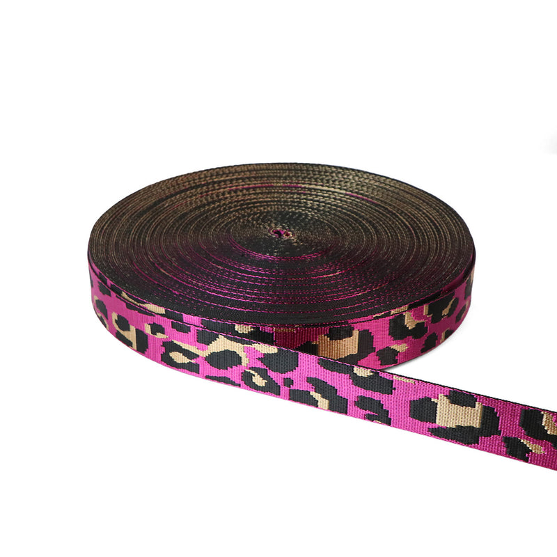 Leopard Violet Rose Webbing 1-1/2in x 50 yd