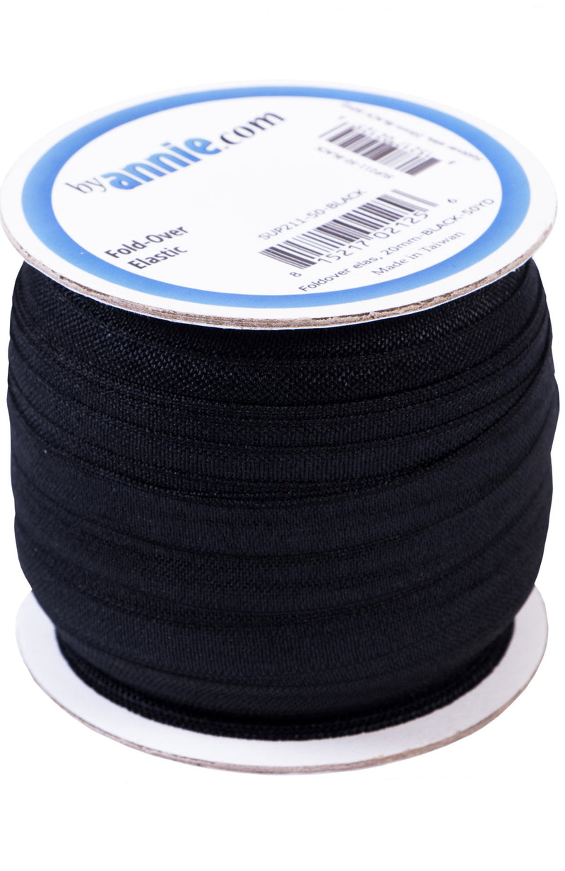 Fold-over Elastic 3/4in x 50yd Black