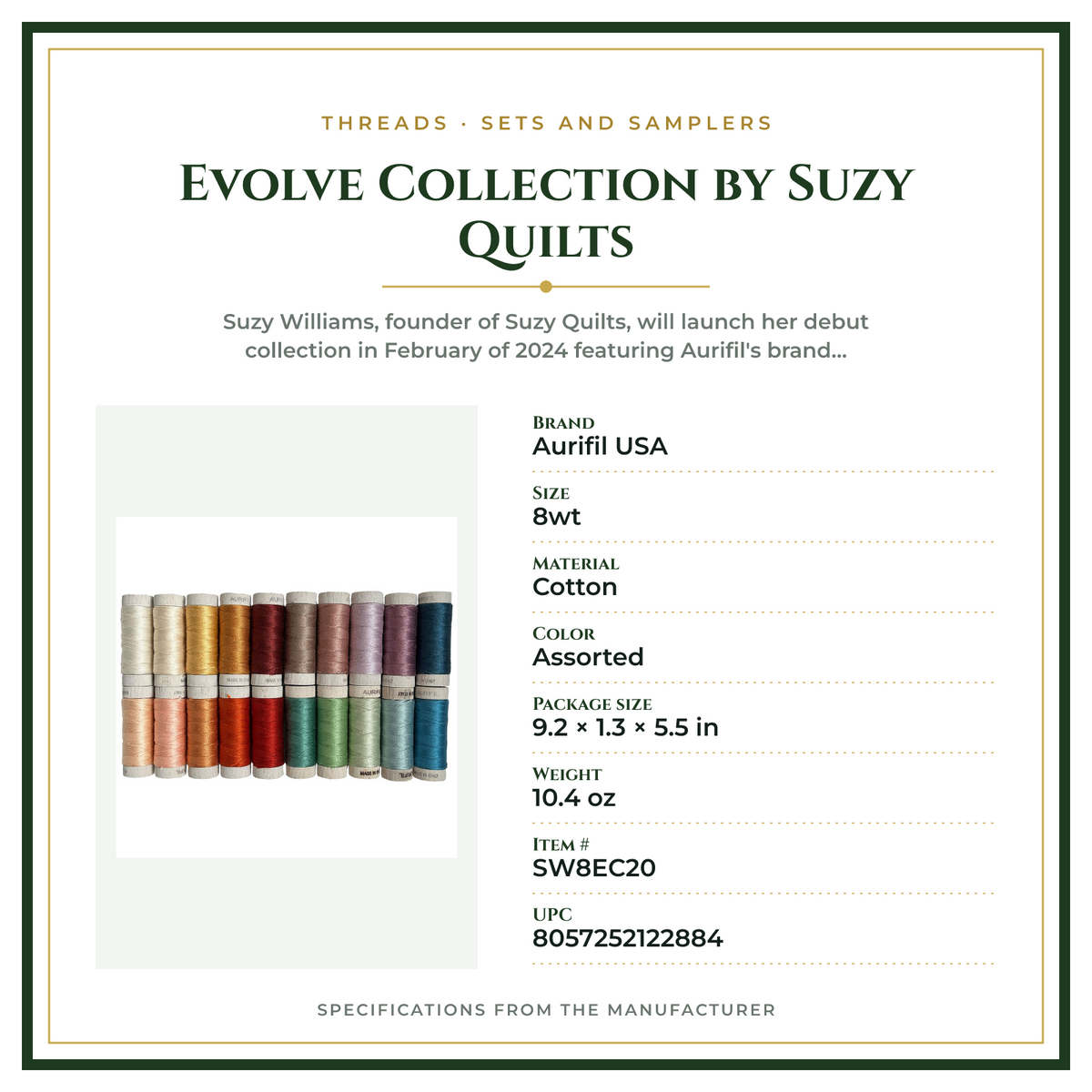 Product Specifications – Evolve Collection by Suzy Quilts