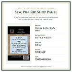 Product Specifications – Sew, Pin, Rip, Shop Panel