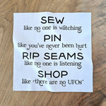 Sew, Pin, Rip, Shop Panel