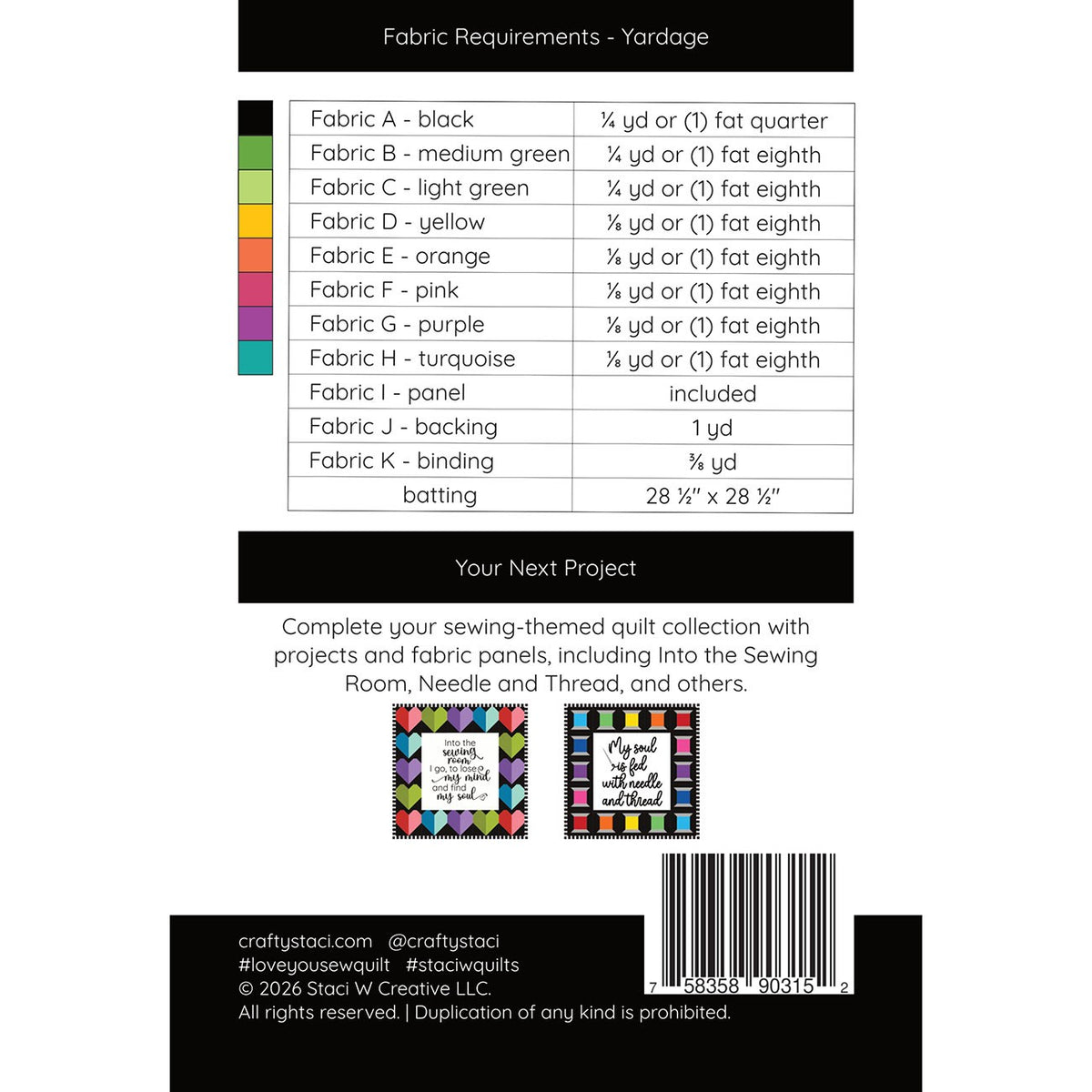 Love You Sew Quilt Pattern and Panel