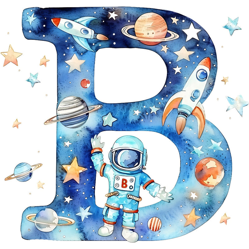 Space Alphabet Letter B Fabric Panel