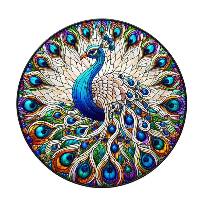 Stained Glass Peacocks Fabric Panel 2