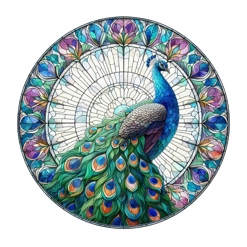 Stained Glass Peacocks Fabric Panel 9
