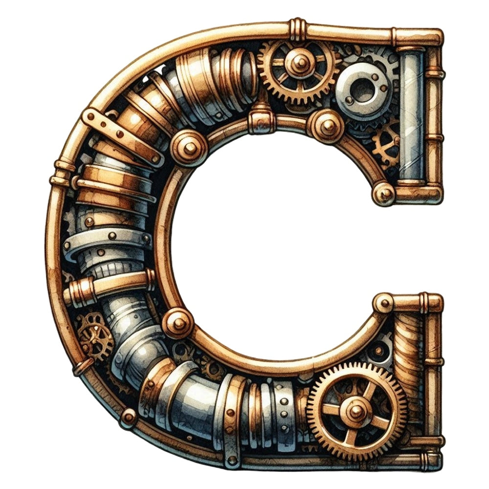 Steampunk Letter C Fabric Panel