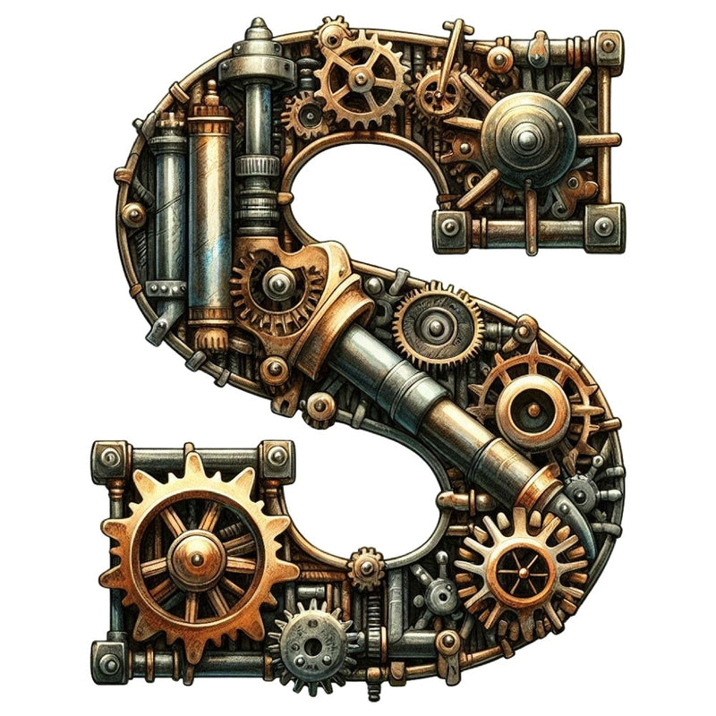 Steampunk Letter S Fabric Panel