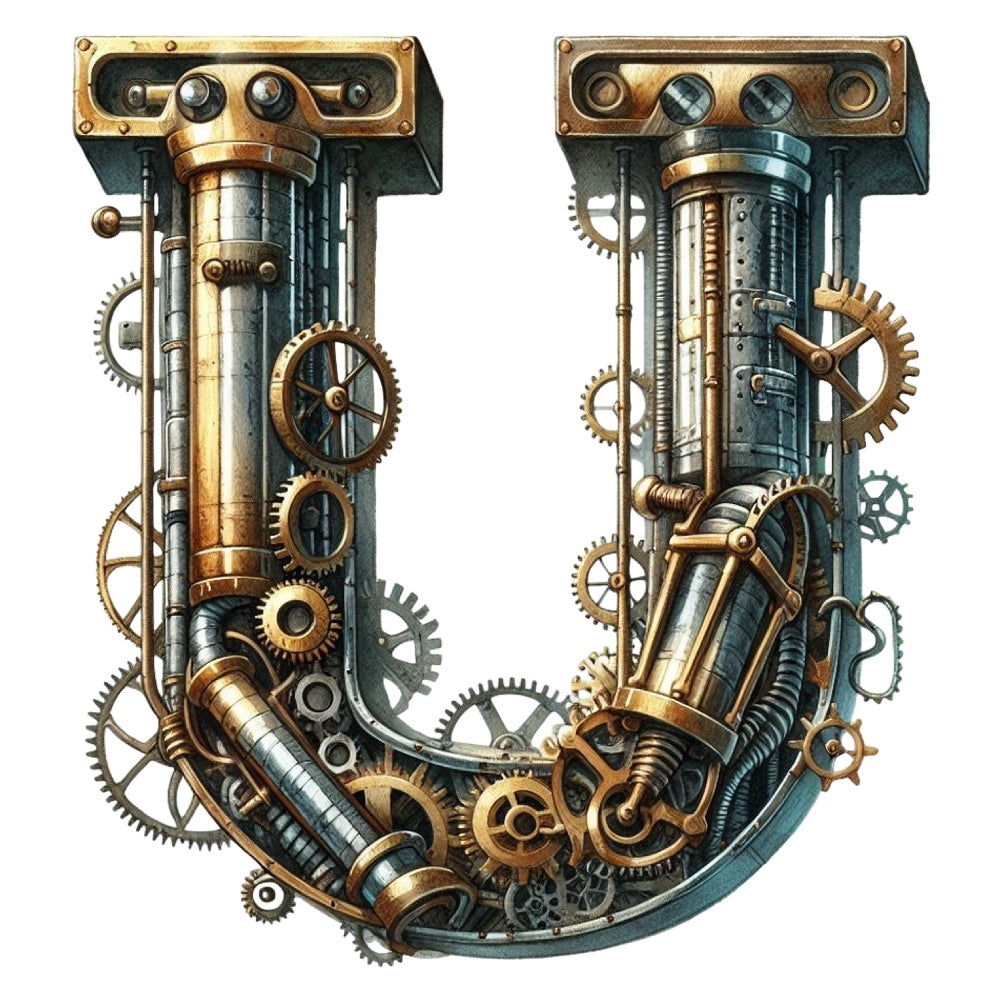 Steampunk Letter U Fabric Panel