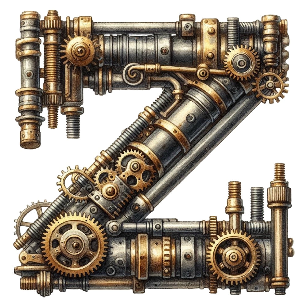 Steampunk Letter Z Fabric Panel