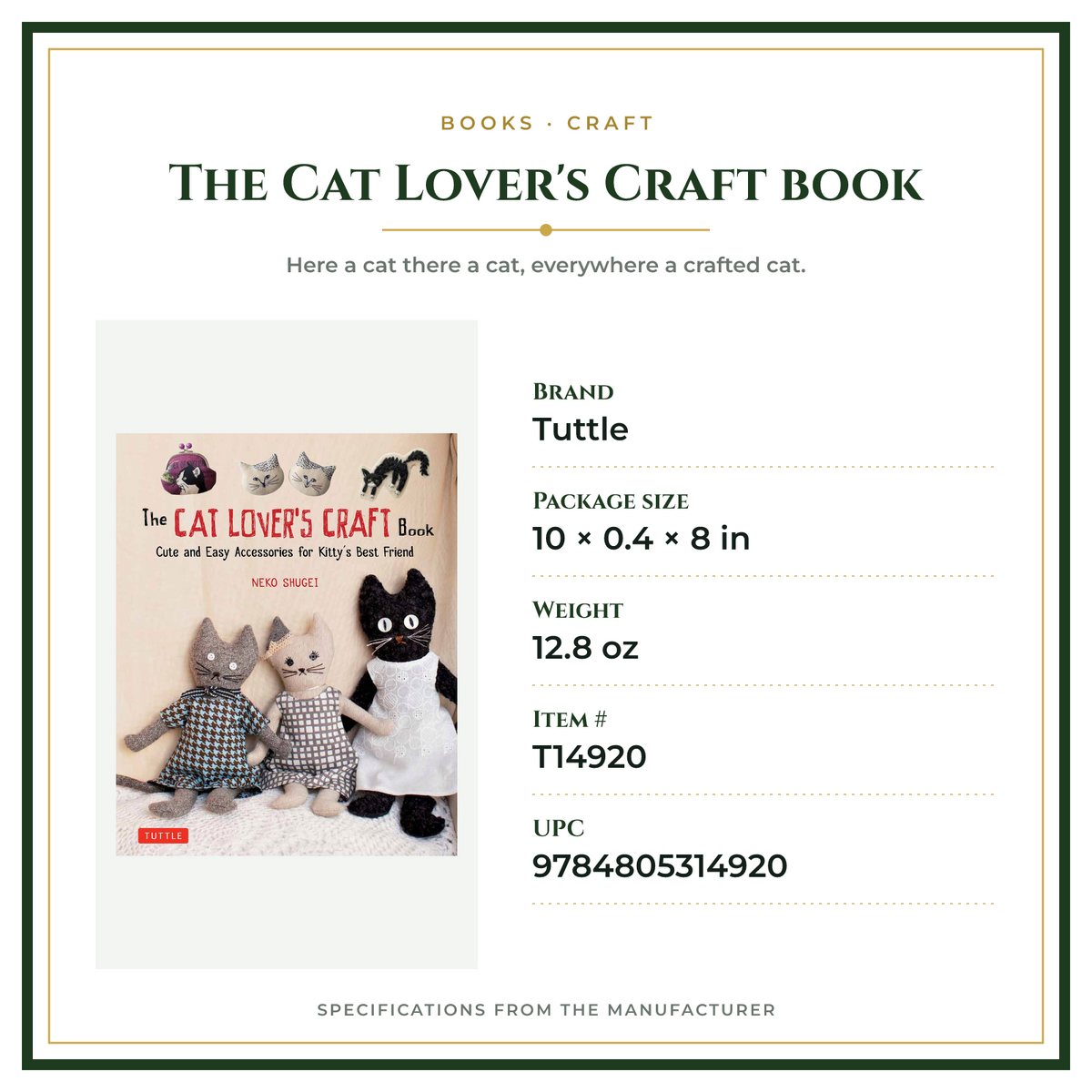 Product Specifications – The Cat Lover's Craft book