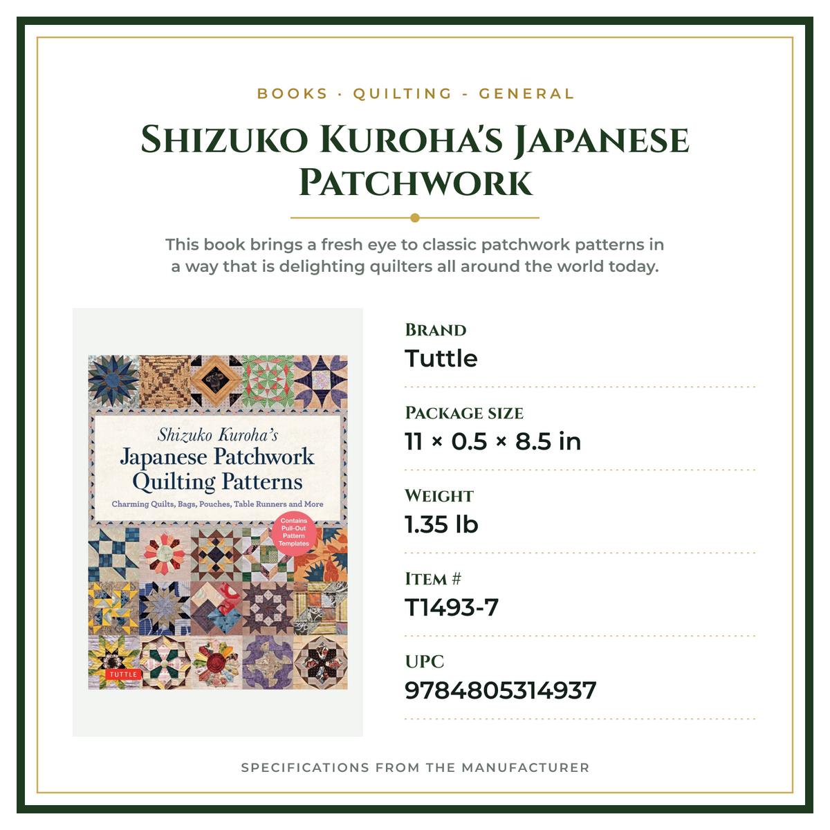 Product Specifications – Shizuko Kuroha's Japanese Patchwork