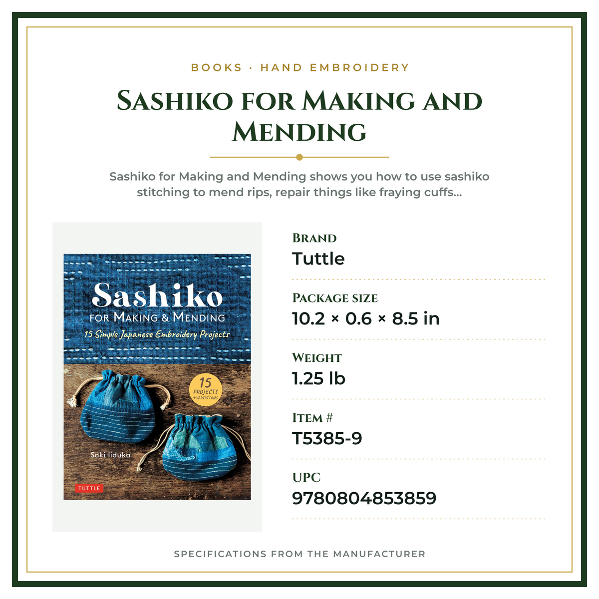 Product Specifications – Sashiko for Making and Mending