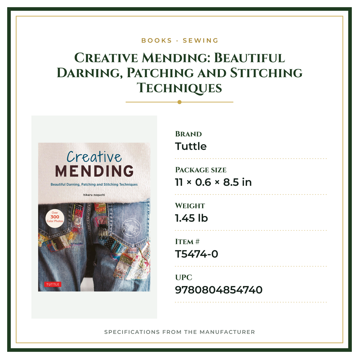 Product Specifications – Creative Mending: Beautiful Darning, Patching and Stitching Techniques