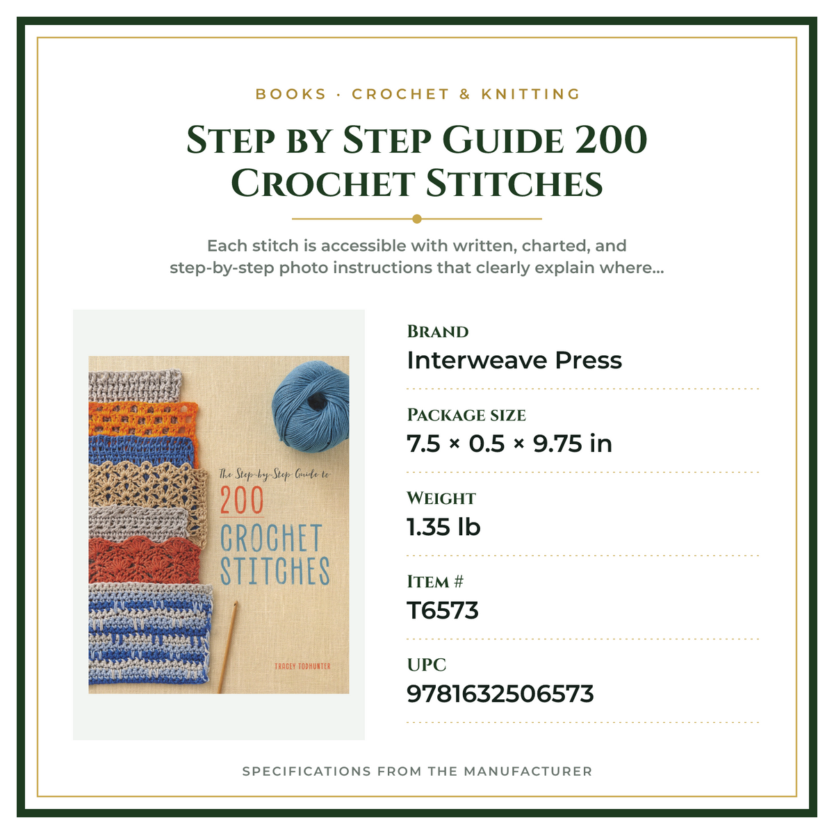 Product Specifications – Step by Step Guide 200 Crochet Stitches
