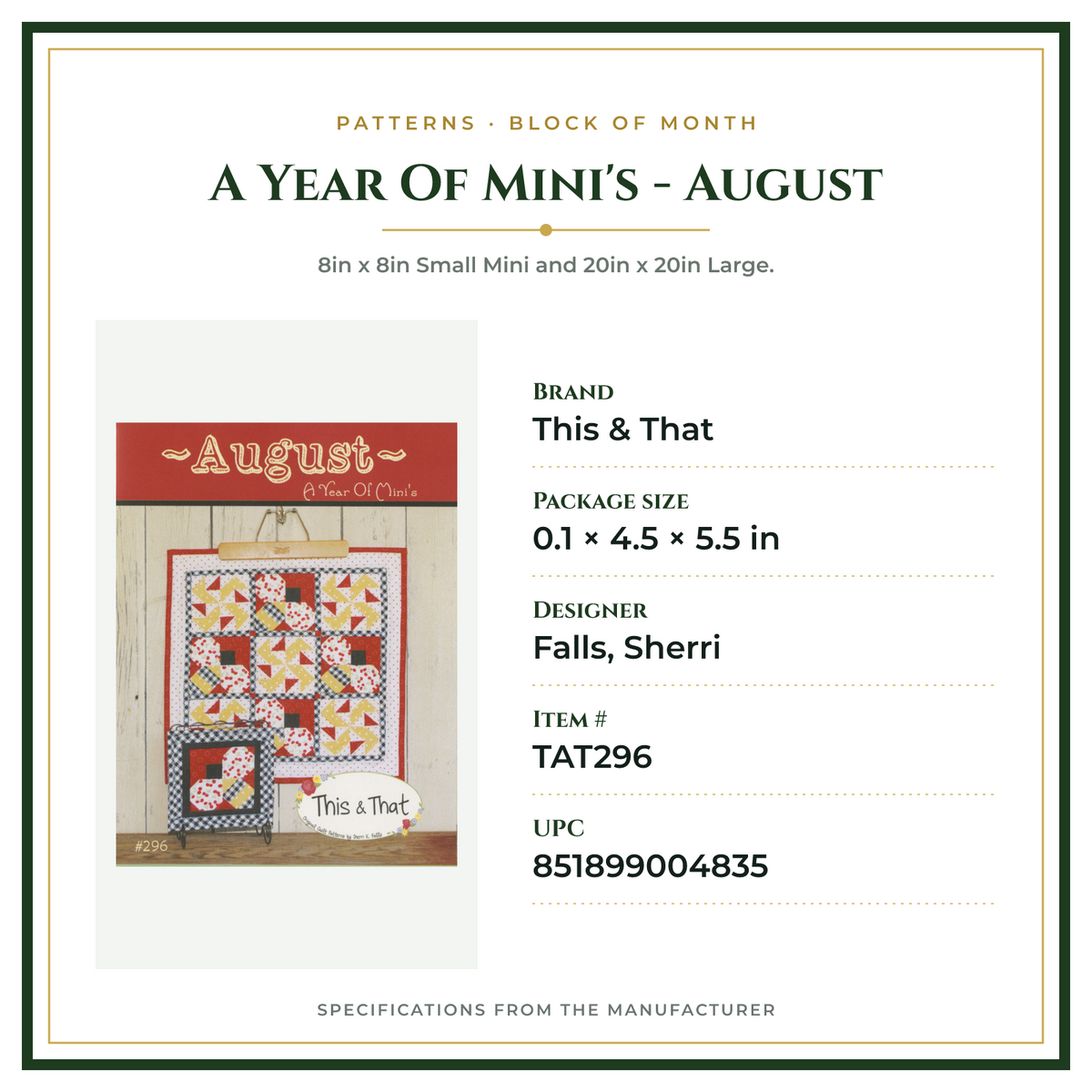 Product Specifications – A Year Of Mini's - August