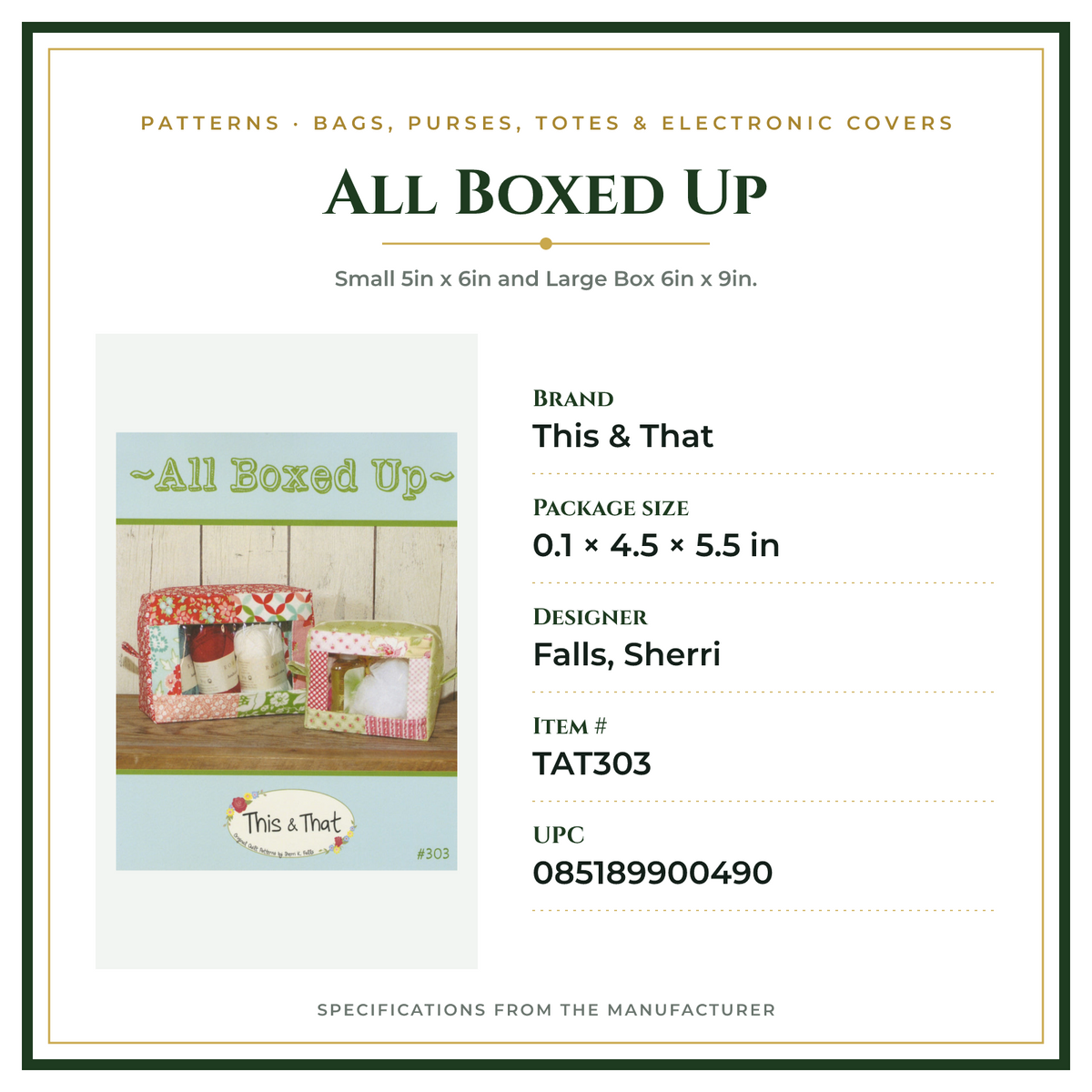 Product Specifications – All Boxed Up