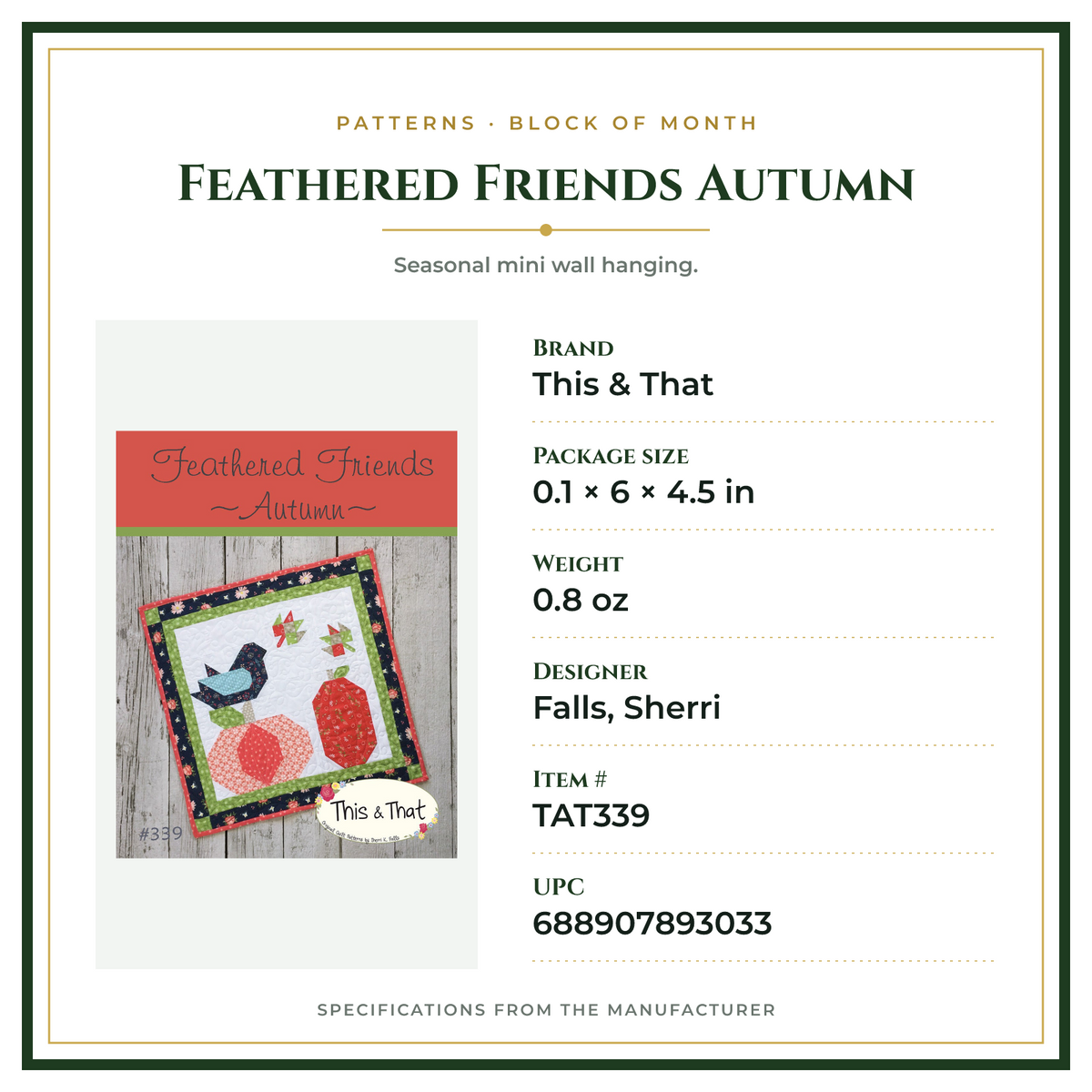 Product Specifications – Feathered Friends Autumn