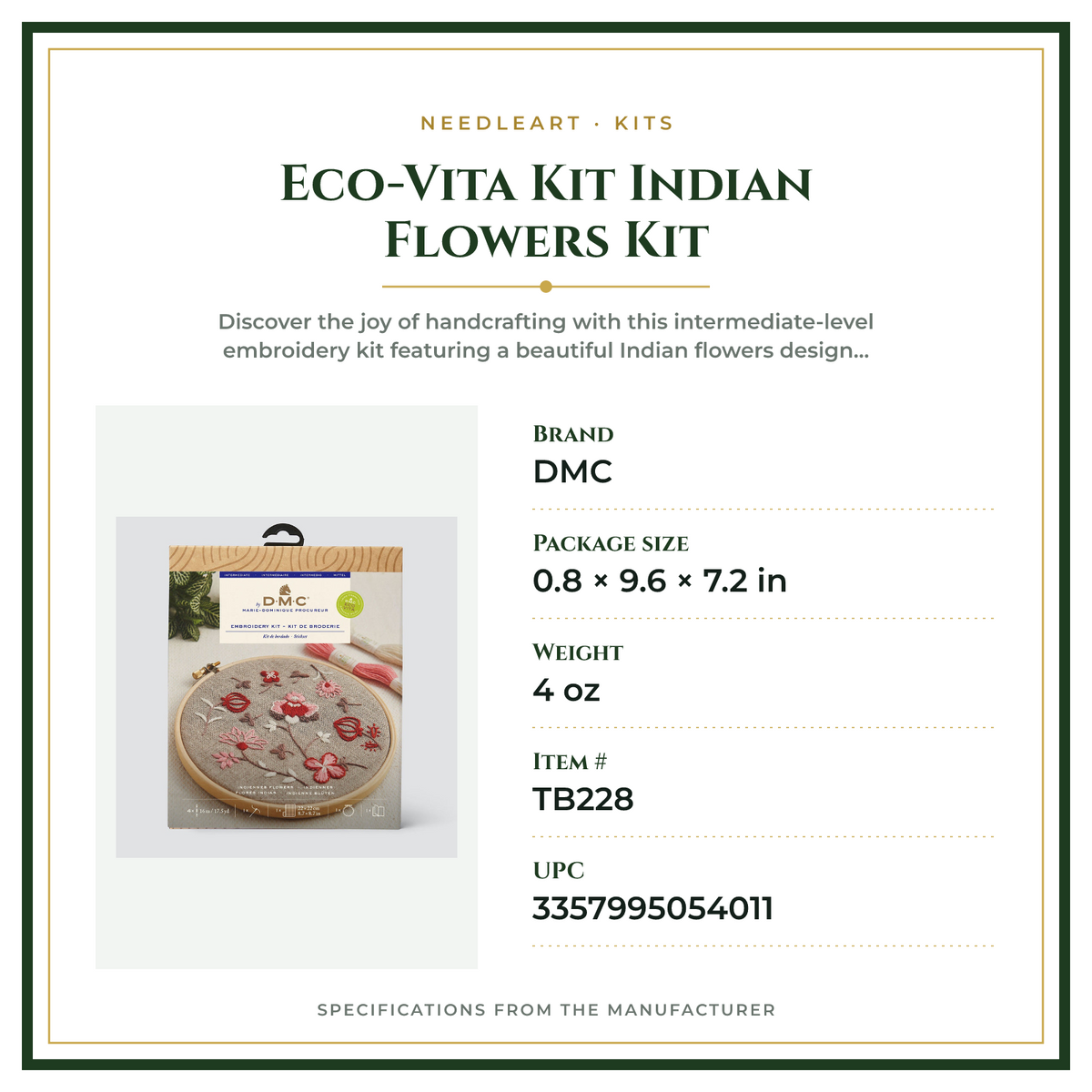 Product Specifications – Eco-Vita Kit Indian Flowers Kit