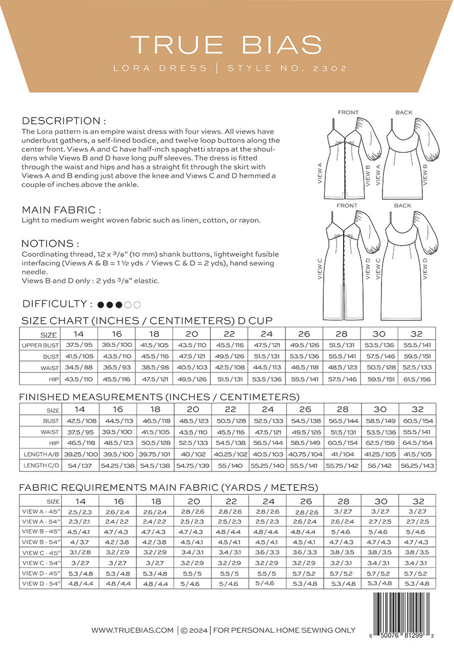 Lora Dress Sizes 14-32