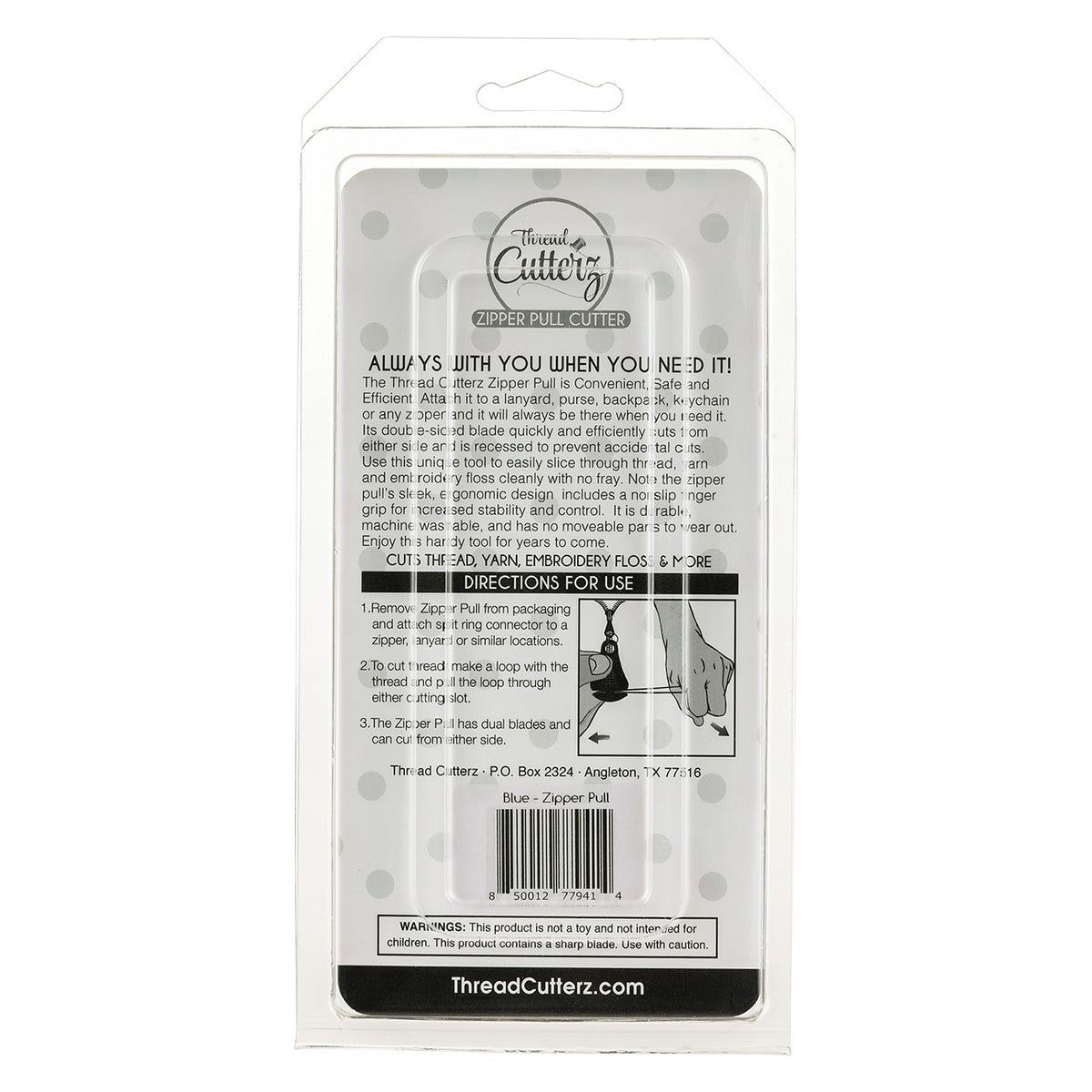 Thread Cutterz Zipper Pull Blue Thread Cutter