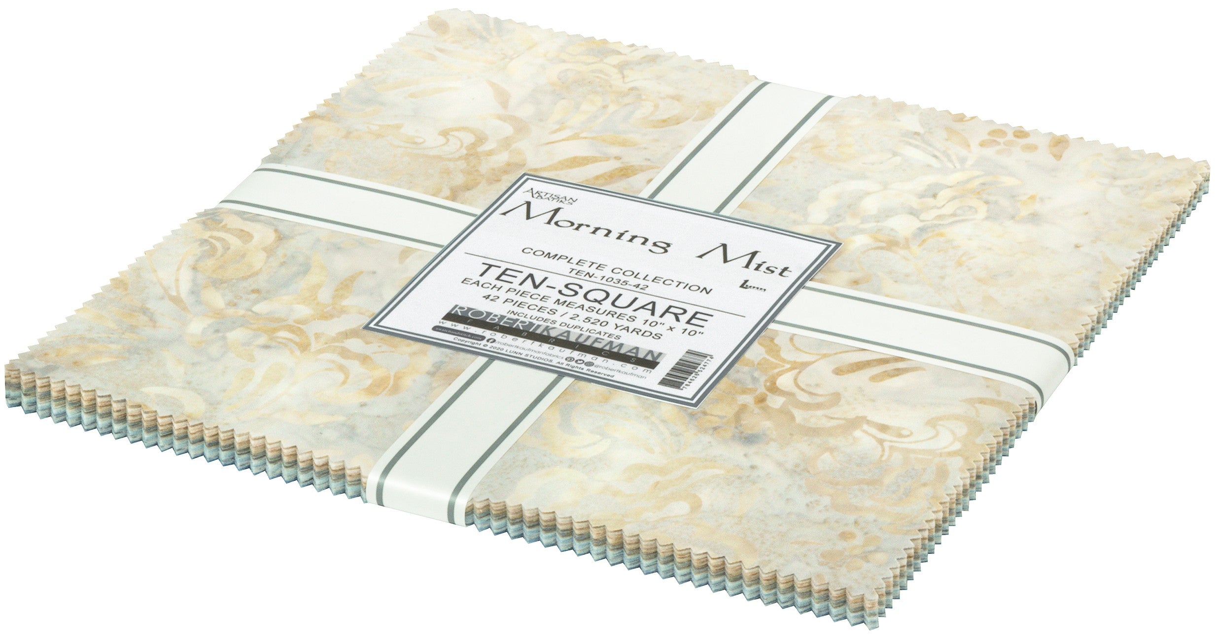 10in Squares Morning Mist Batik, 42pcs/bundle