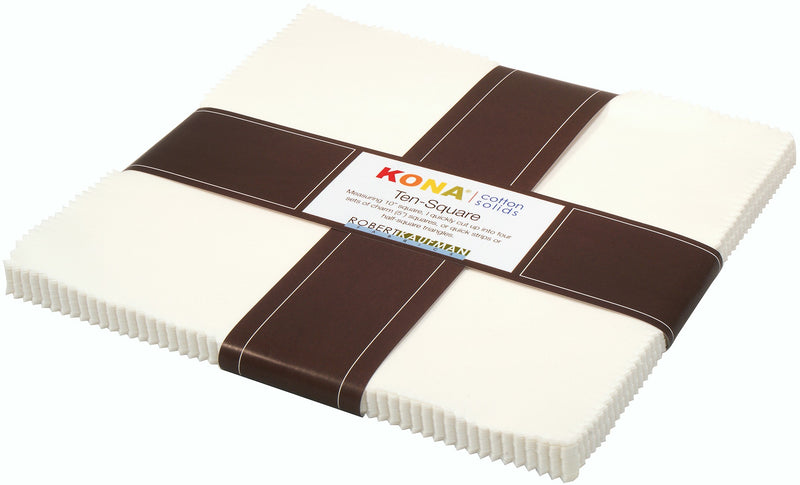 10in Squares Kona Solids Snow Colorway 42pcs
