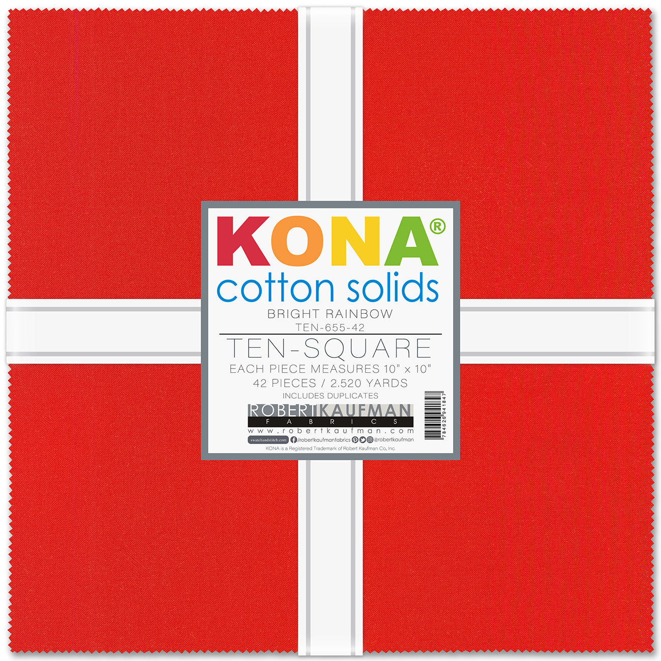 10in Squares, Kona Cotton Solids Bright Story, 42pcs/bundle