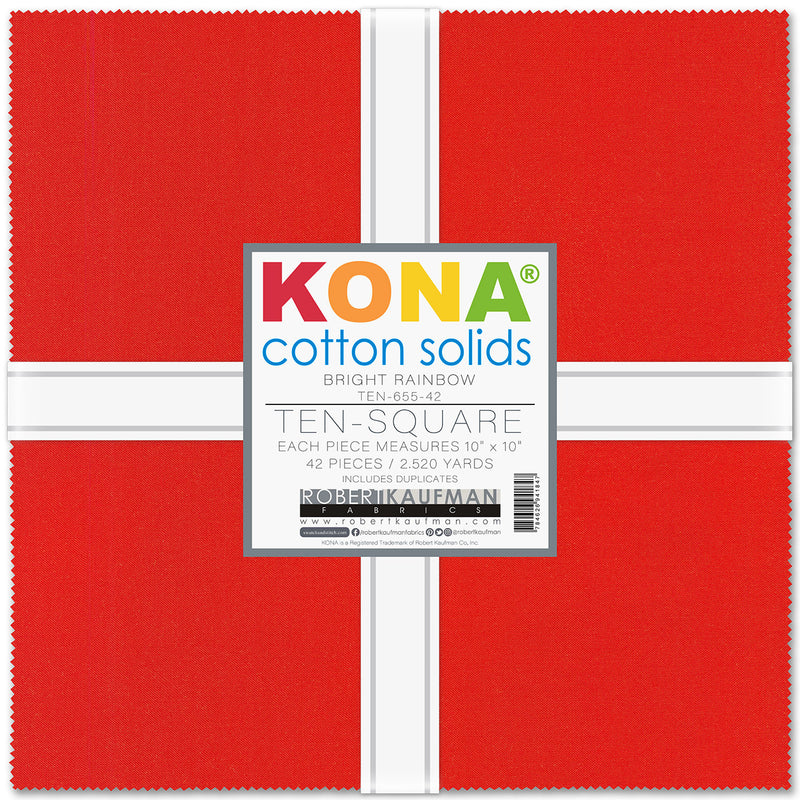 10in Squares, Kona Cotton Solids Bright Story, 42pcs/bundle