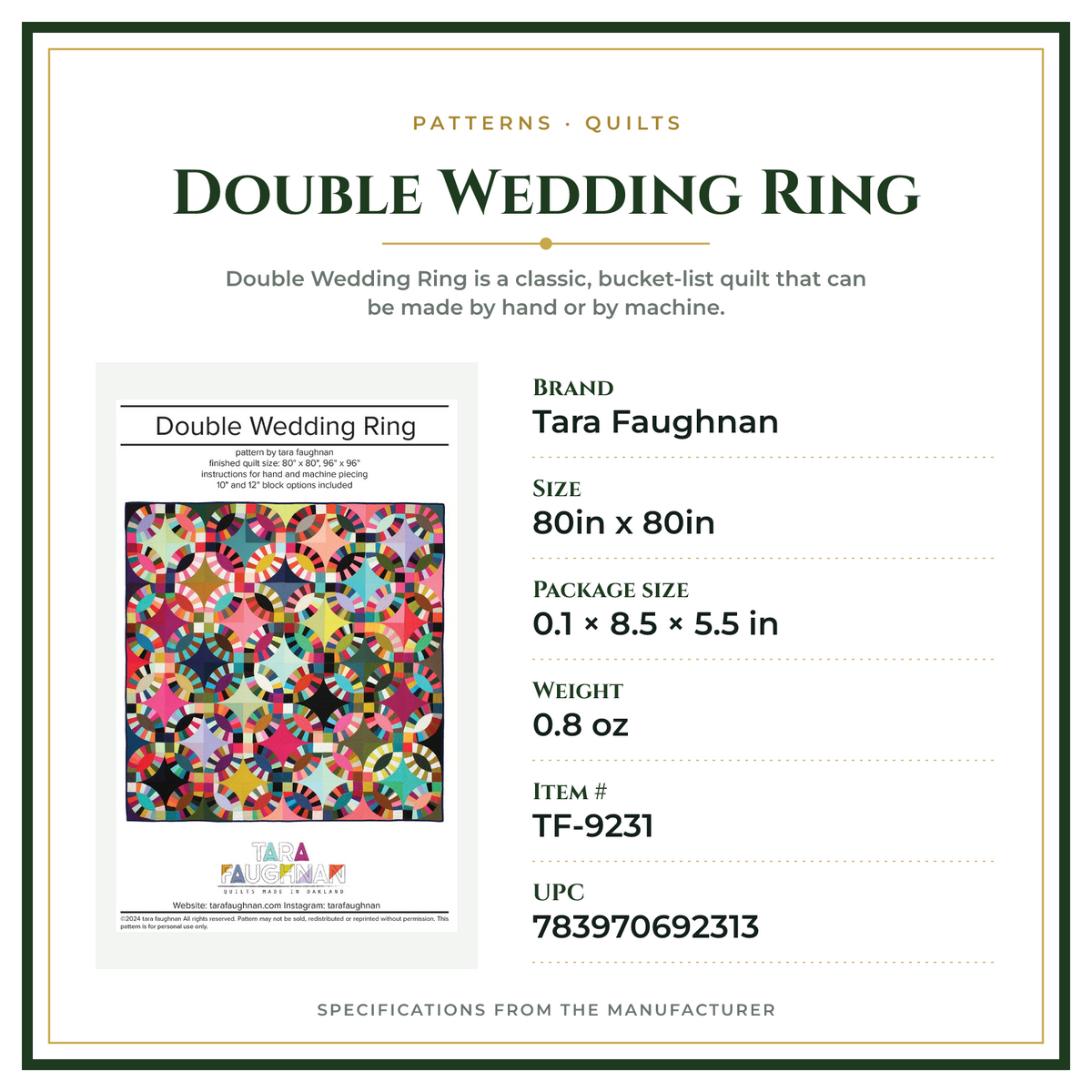 Product Specifications – Double Wedding Ring