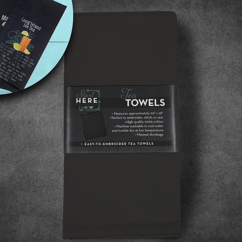 Tea Towels Black 2pk