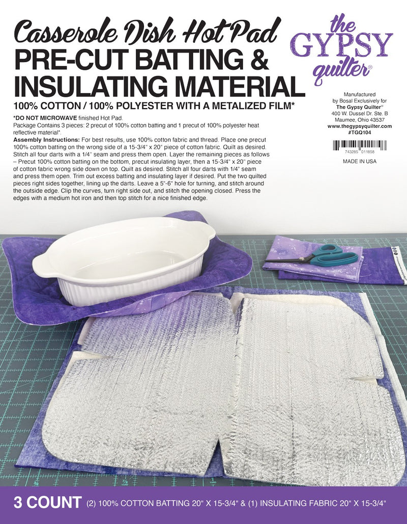 Casserole Dish Hot Pad  Pre-Cut Batting 3ct