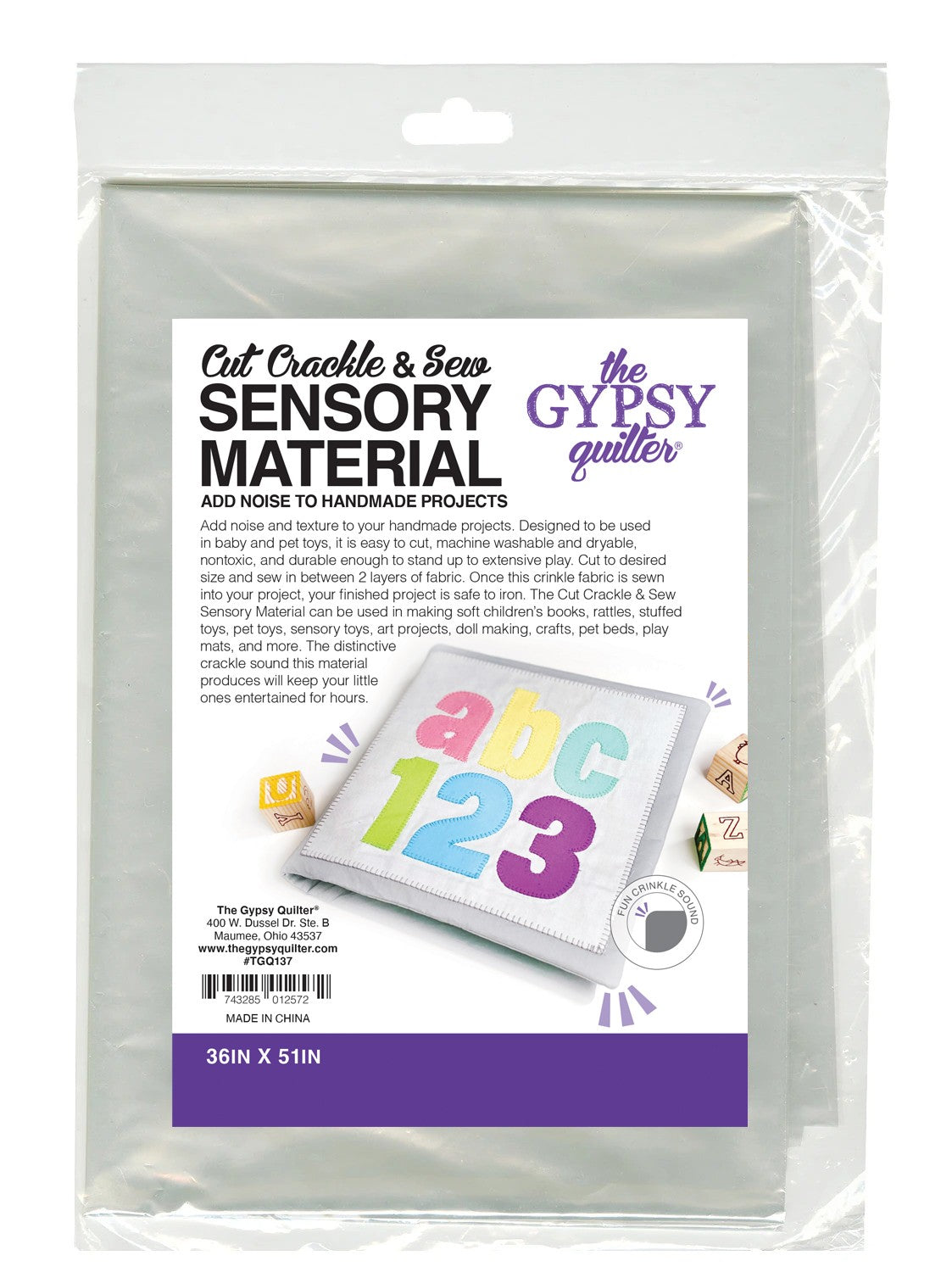 Cut Crackle and Sew Sensory Material