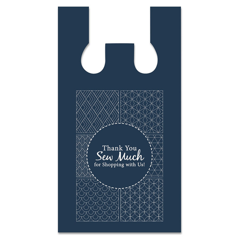 White Stitching Navy Plastic Bag 12in x 7in x 22in 1000ct