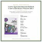 Product Specifications – Gypsy Quilter Freezer Paper 8 1/2in x 11in Heavy Weight 50ct