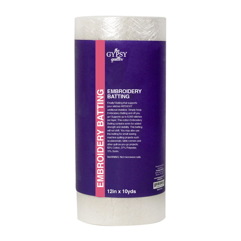 The Gypsy Quilter Embroidery Batting 12in x 10yds