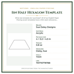 Product Specifications – 1in Half Hexagon Template