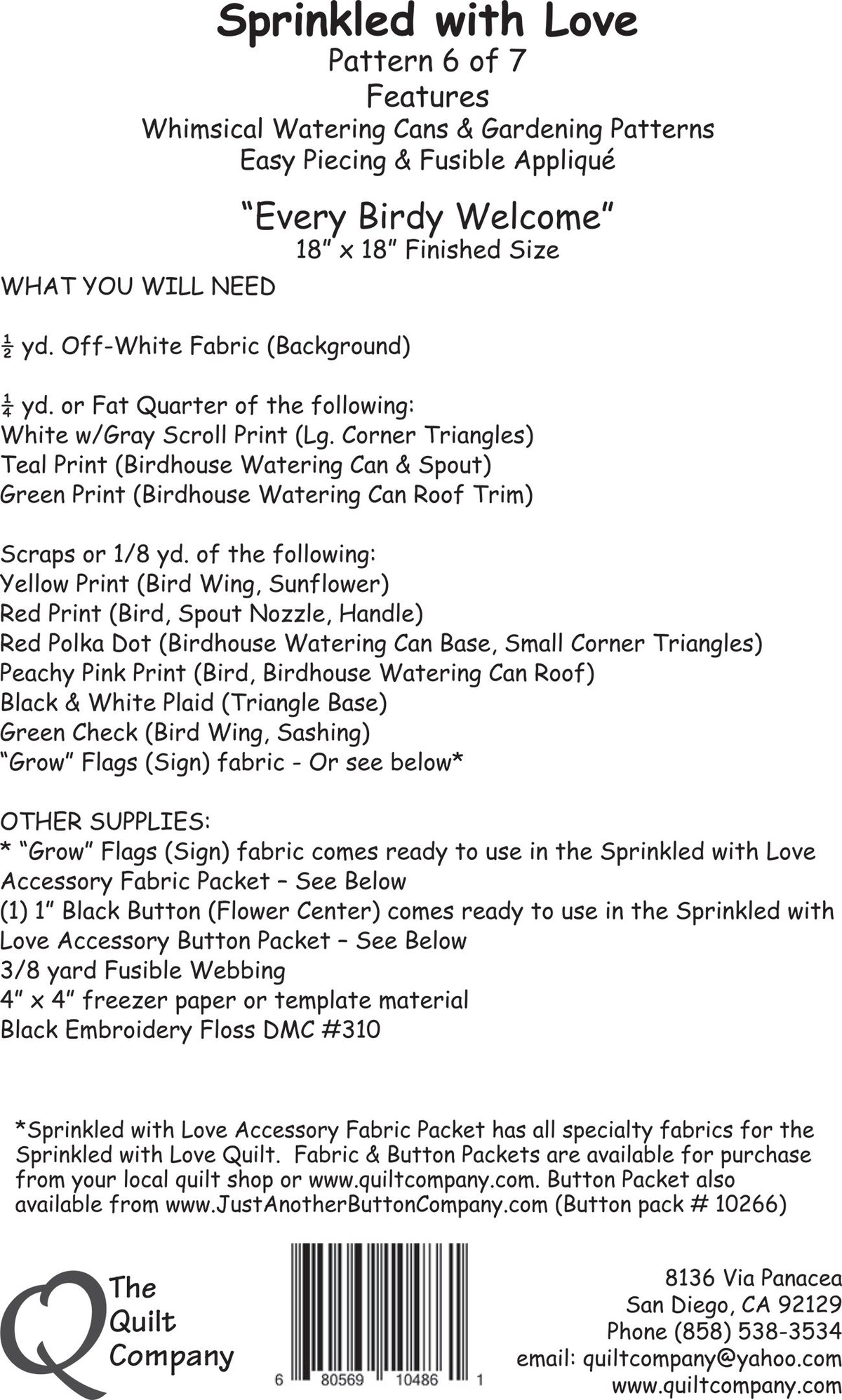 Sprinkled with Love Block 6 Every Birdy Welcome