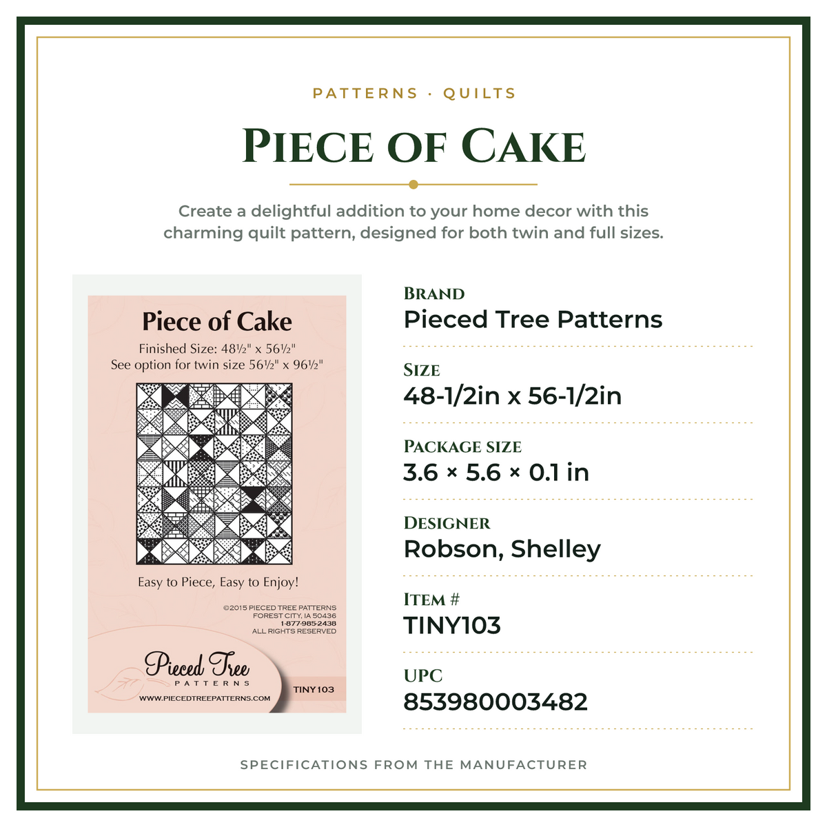 Product Specifications – Piece of Cake