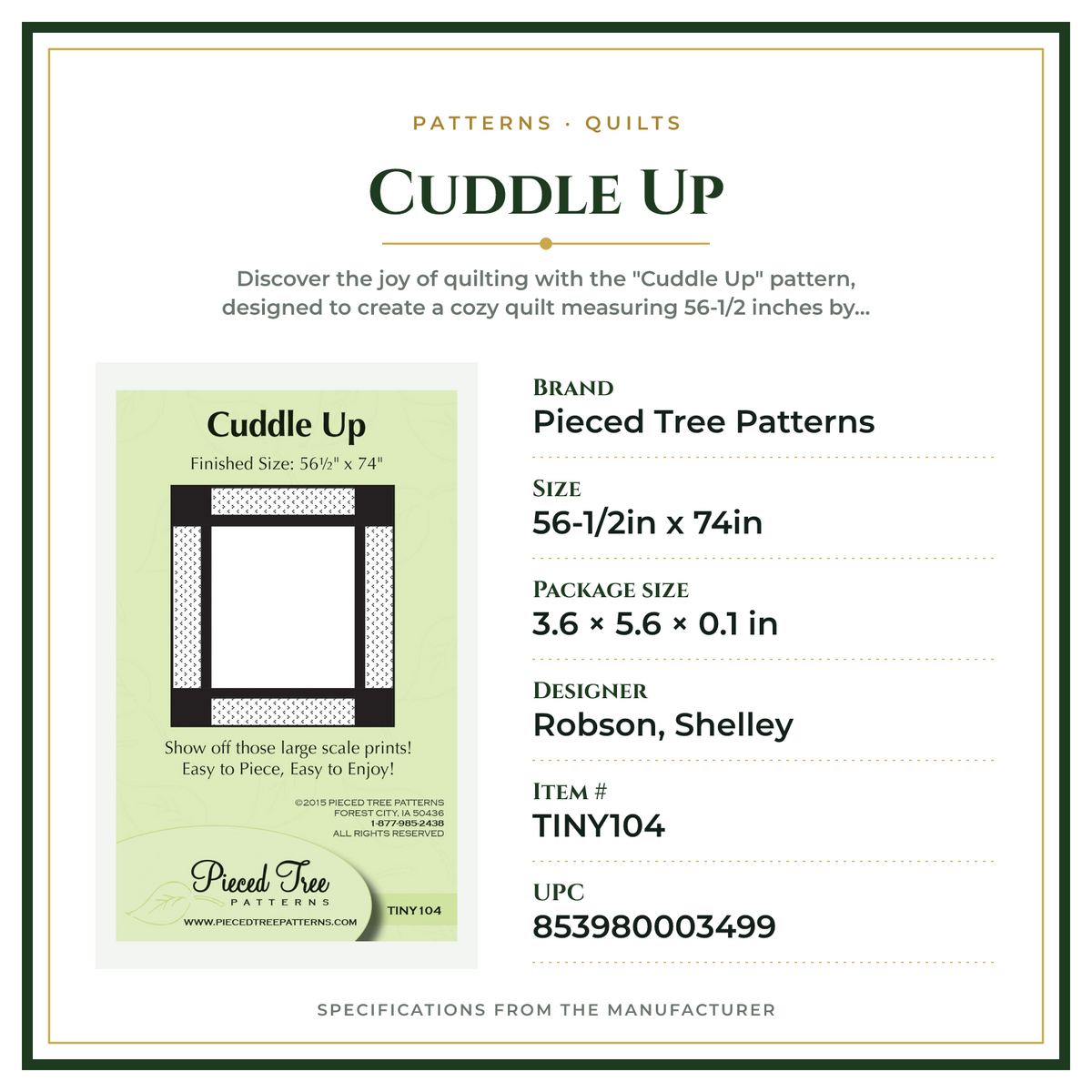 Product Specifications – Cuddle Up