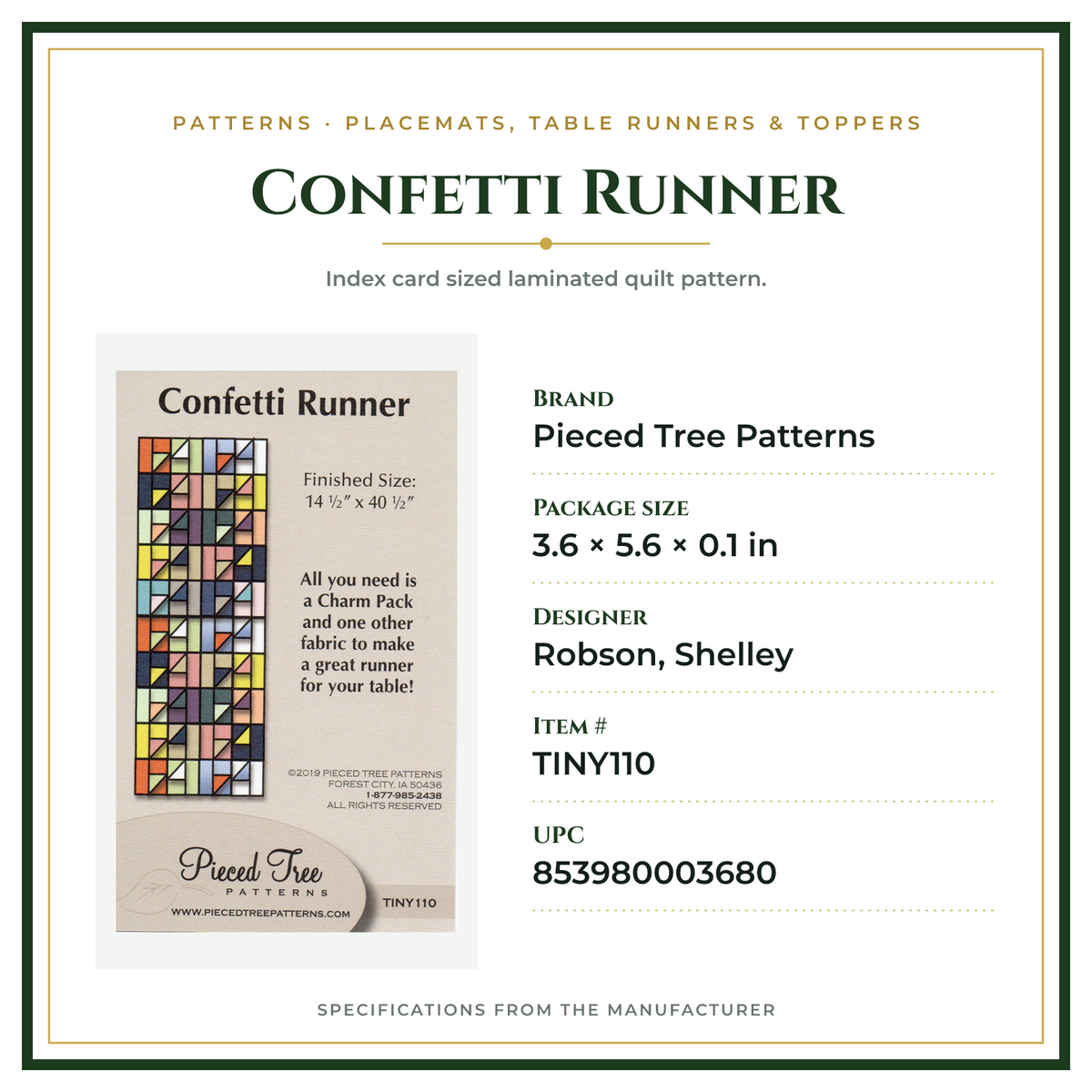 Product Specifications – Confetti Runner