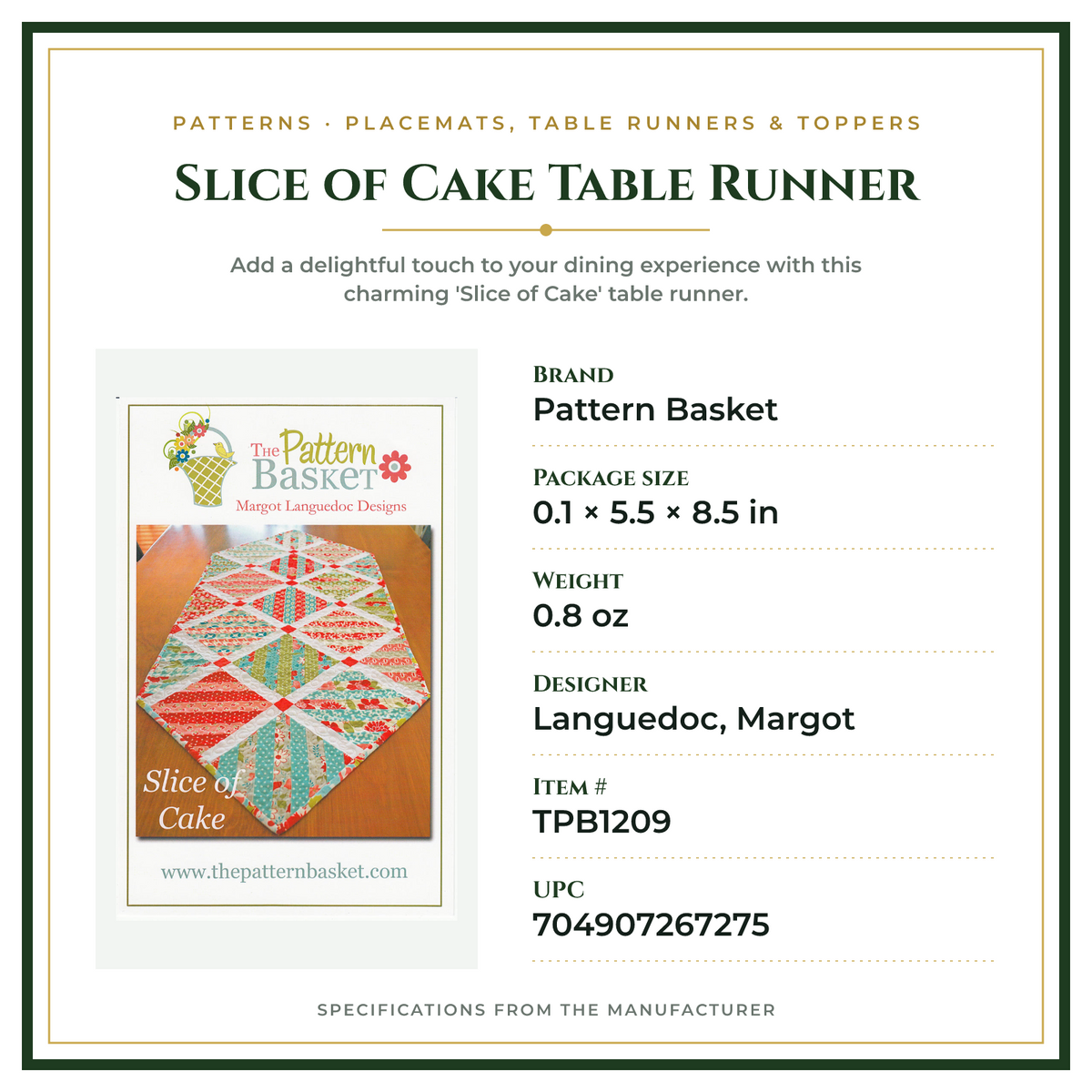 Product Specifications – Slice of Cake Table Runner