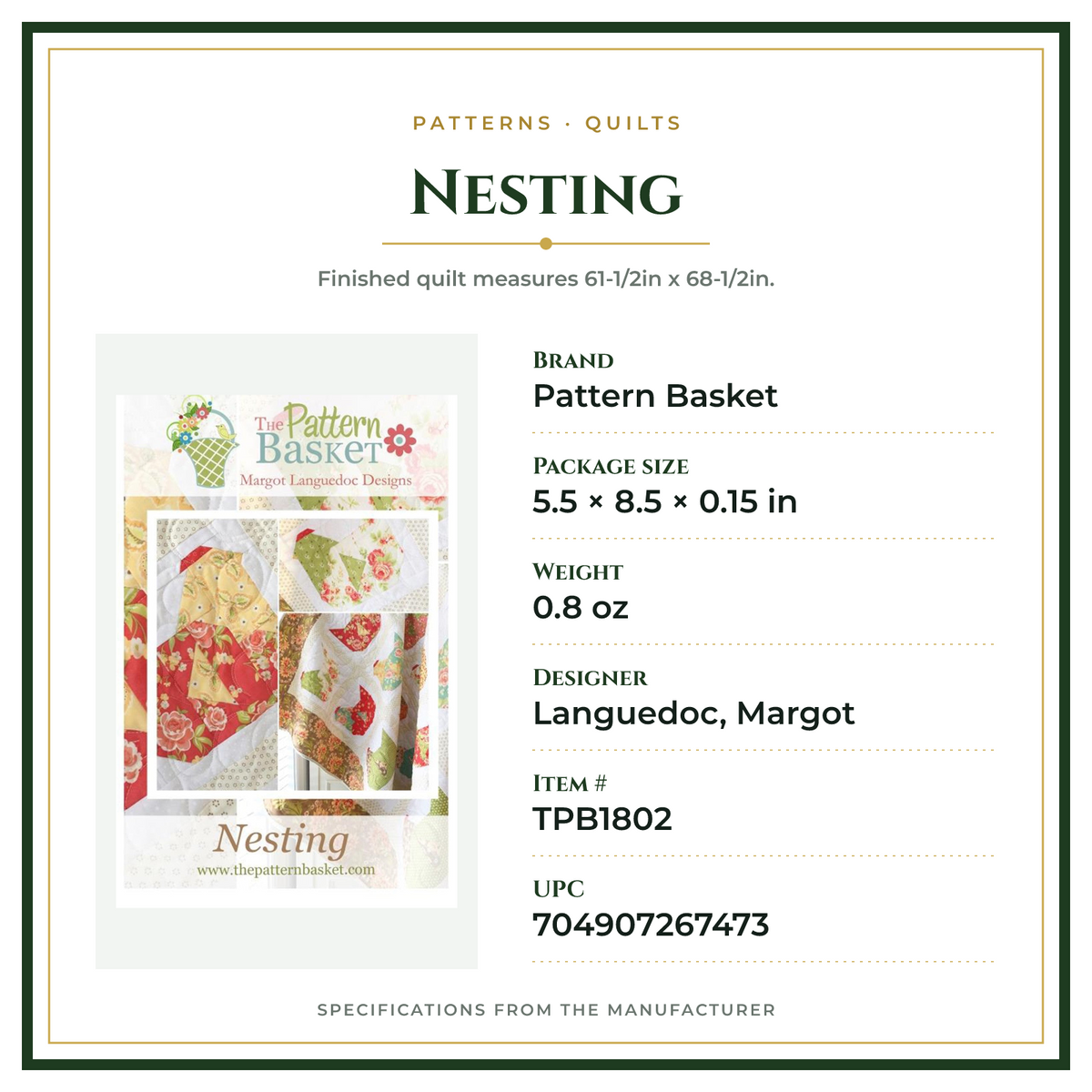 Product Specifications – Nesting